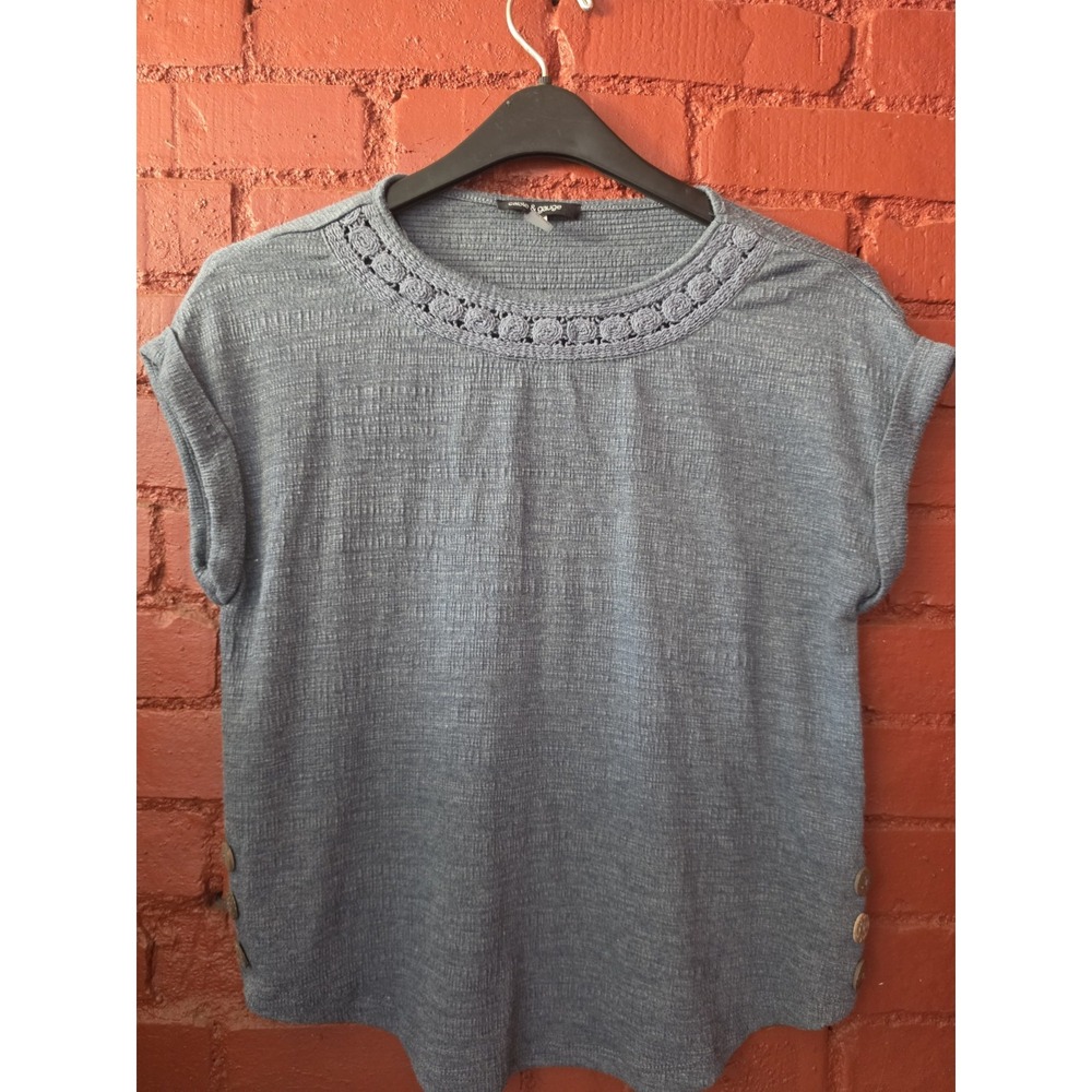 Cable & Gauge Gauze Top Womens S Small Fisherman Knit Gauze Boho Coastal Top
